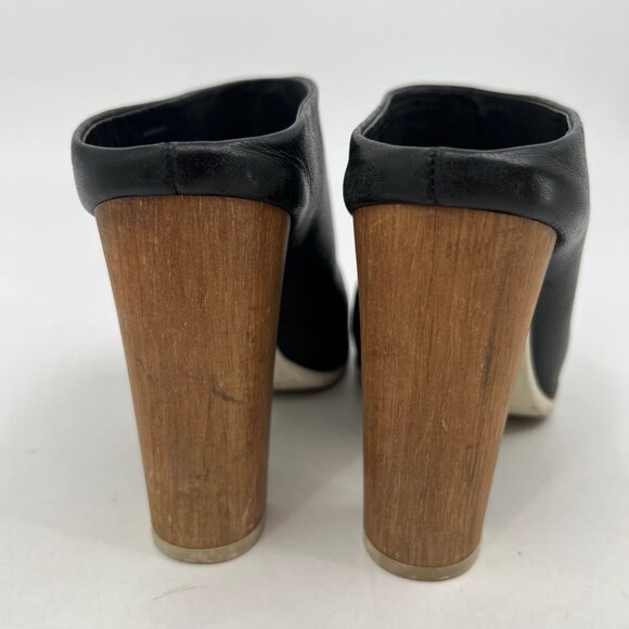 Vince Black Leather Block Heel Peep Toe Heels | Size 8 - Picture 9 of 11